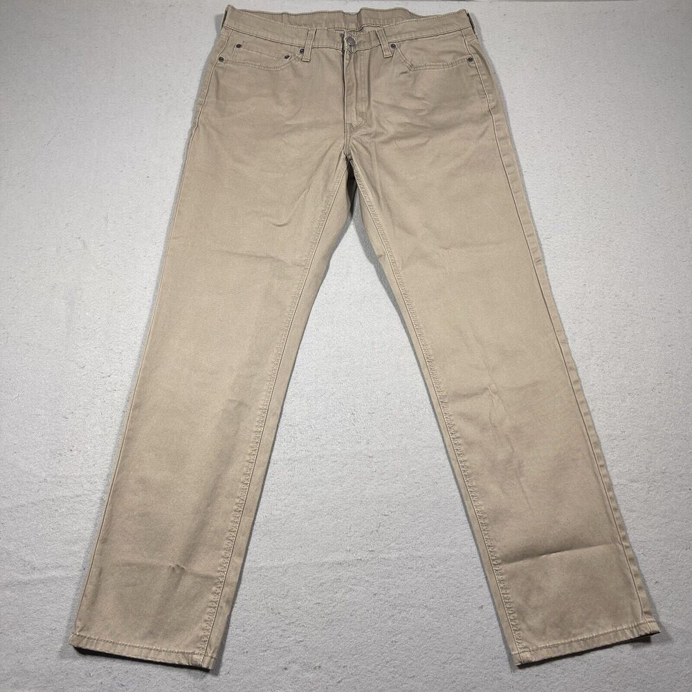 Levis Pants Mens 36x32 Beige Chino‎ Flat Front Straight Leg Casual Twill